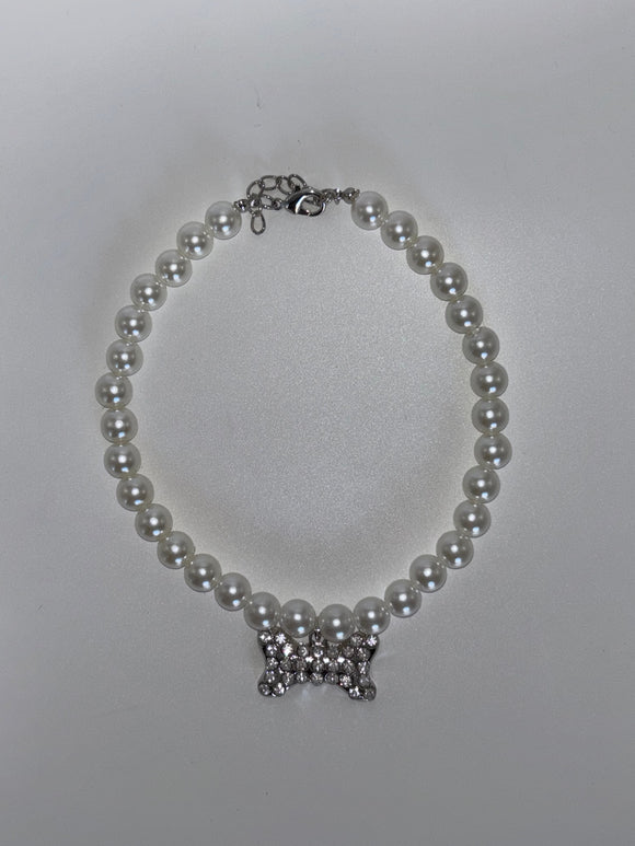 Crystal Bone Pearl Necklace